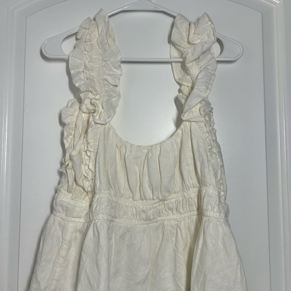 Abercrombie & Fitch White Ruffled Linen Blend Peplum Blouse size extra large - Picture 4 of 11